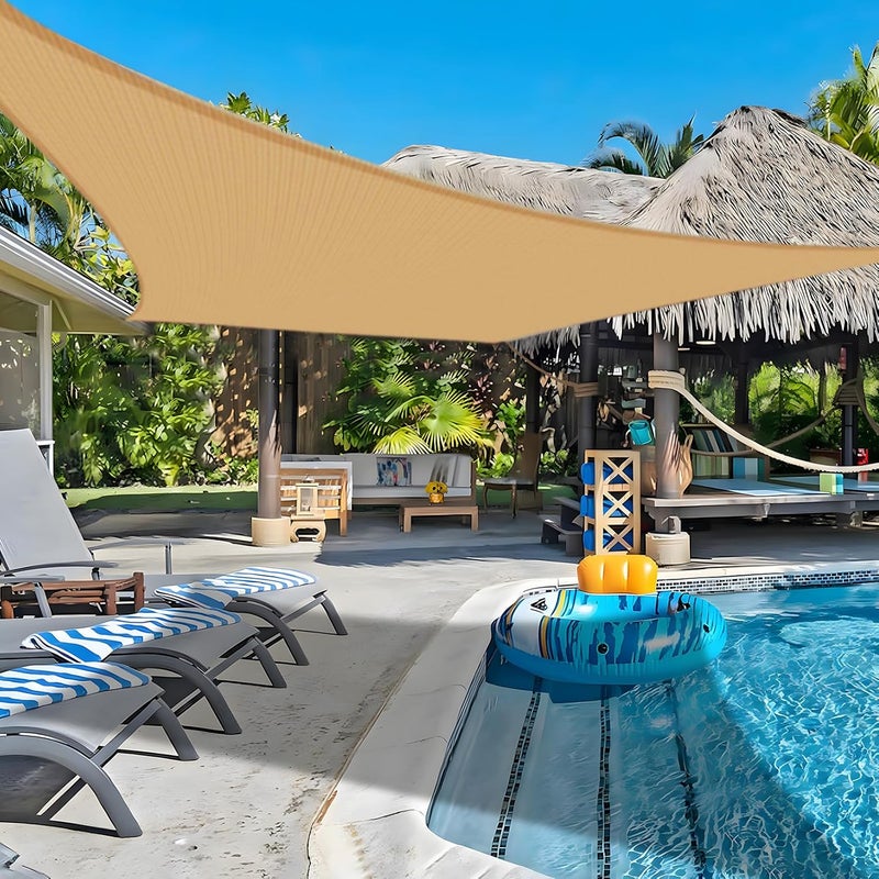 COOLBOYS 10'x 20' Sun Shade Sail Sand Rectangle UV Block Outdoor Shade Canopy Sunshade for Patio Lawn Garden Carport Backyard Deck Pergola - Image 1